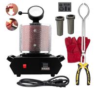 LISTaRSw Four De Fusion d'or électrique 1600 W, Machine Fusion Numérique 1150 °c/2102 °f, avec Cuve en Graphite De 1/2/3 Kg Et Réservoir D'huile, pour Or, Argent, Aluminium Et Cuivre Red-1KG