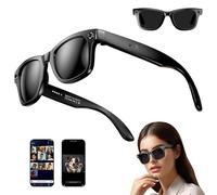 LISTaRSw Lunettes Intelligentes IA pour Hommes/Femmes, avec Caméra Ip65, étanches, Bluetooth, Appels, Lecture De Musique, Lunettes Intelligentes, Identification des Images,AllBlack