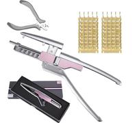 LISTaRSw Machine à Extensions Capillaires 6d avec 40 Accessoires - Kit 5 Rangées, Connecteur pour Machine à Extensions Capillaires 6d Et Pince Retrait, Outil pour Extensions sans Traces Yellow