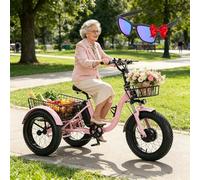 LISTaRSw Tricycle électrique pour Seniors, 20 Pouces, 7 Vitesses, Pneus Larges, Paniers Avant Et Arrière, Freins à Disque Doubles, écran LCD, Charge Maximale:150Kg, Autonomie:35Km A