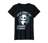 Liste de Choses Que J'aime, Un Mignon Panda Kawaii, mélomane T-Shirt Graphique avec Valeur, Femme, Noir, L