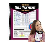 Liste de contrôle de paiement mensuel des factures, carnet de gestion des factures, carnet de suivi de factures, organisateur d'argent pour la gestion du budget mensuel familial, guide de paiement sur
