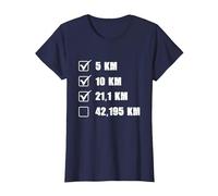Liste de contrôle du Coureur de Marathon pour Jogging et Course à Pied T-Shirt, Femme, Bleu Marine, XL