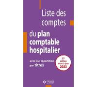 Liste des comptes du plan comptable hospitalier avec leur répartition par titres