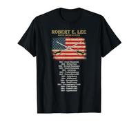 Liste Historique de la Campagne des batailles de la Guerre Civile de Robert E Lee T-Shirt Graphique avec Valeur, Homme, Noir, L