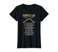 Liste Historique de la Campagne des batailles de la Guerre Civile de Robert E Lee T-Shirt Graphique avec Valeur, Femme, Noir, XL