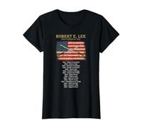 Liste Historique de la Campagne des batailles de la Guerre Civile de Robert E Lee T-Shirt Graphique avec Valeur, Femme, Noir, S