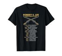 Liste Historique de la Campagne des batailles de la Guerre Civile de Robert E Lee T-Shirt Graphique avec Valeur, Homme, Noir, L