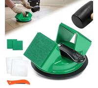 Listeadio Outil de fixation de sol robuste, avec surface de frappe double face à 45°, kit complet d'outils pour sols stratifiés en bois dur/vinyle, corps en fer et ventouse (vert)