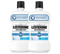 Listerine Advanced White Mild Flavor (pack de 2 x 1 L), bain de bouche blanchissant, bain de bouche sans alcool, élixir oral pour un nettoyage buccal optimal, arôme menthe
