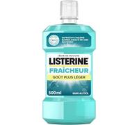 Listerine Bain de Bouche Fraîcheur Goût Plus Léger Sans Alcool, 500 ml | Combat les bactéries, Prévient et réduit la plaque dentaire, Rafraîchit l'haleine durablement, Avec huiles essentielles