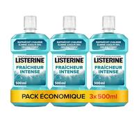 Listerine - Bain de Bouche Quotidien Fraîcheur Intense (lot de 3 bouteilles de 500 ml) - Bain de bouche pour combattre les bactéries - Goût intense pour une haleine fraîche