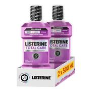 Listerine Bain de Bouche Quotidien Total Care Goût Intense, 2x500 ml | Hygiène bucco-dentaire complète et protection contre les caries - Haleine fraîche - Avec fluorure - Menthe intense