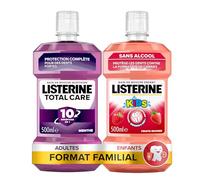 LISTERINE Bain de bouche total care 10 en 1 (bouteille de 500ML) + Bain de Bouche Enfant Fruits Rouges (bouteille de 500 ml)