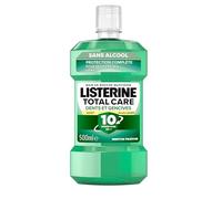 Listerine - Bain de Bouche Total Care Dents et Gencives Goût Plus Léger 0% Alcool (bouteille de 500 ml) - Soin bucco-dentaire 10 en 1 - Bain de bouche sans alcool pour une haleine fraîche durable