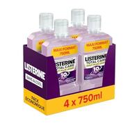 Listerine Bain De Bouche Total Care Goût Plus Léger, Lot De 4x750ml ¿ Soin Bucco-Dentaire Quotidien Sans Alcool 10 Bénéfice
