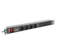 Listwa zasilająca Lanberg do RACK 1U 16A PDU 4x PL + 4x IEC C13 2m czarna Lanber
