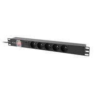 Lanberg PDU 1U - 5 Prises Type E - Coupleur C14 - 230V 16A - Protection Surtension - Montage Horizontal - Référence PDU-05E-0200-IEC-BK