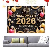 lisutupode Banderole de Nouvel An, toile pour fêtes 208 x 150 cm | Décoration du Nouvel An Affiche de joyeuses fêtes, pour salon, jardin, garage, porche, école, hôtel, maison rurale et photos
