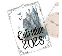 lisutupode Calendrier mural 2025 | 12 mois château - Chauve-souris sorcière gothique planificateur pour planification des vacances, organisation de la famille, l'école, décoration murale