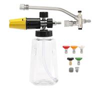 lisutupode Canon à mousse double connecteur | Canon à mousse - Bouteille de savon de 1000 ml, pulvérisateur d'eau avec 5 embouts de buse, accessoires de lavage pour moto