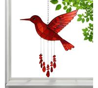 lisutupode Carillons À Vent en Forme De Colibri pour L'Extérieur,Spinners Acryliques Rouges Décoratifs en 2D | Mobiles Oiseaux | pour Porche Cour Patio Jardin Mère Femmes Père
