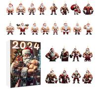 Lisutupode Lot de 24 muscles en acrylique pour compte à rebours des fêtes 2024, décorations plates en forme de sapin de Noël pour chambre d'enfant, décorations de compte à rebours de Noël, 26 x 18 x 4