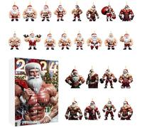 Lisutupode Lot de 24 muscles en acrylique pour compte à rebours des fêtes 2024, décorations plates en forme de sapin de Noël pour chambre d'enfant, décorations de compte à rebours de Noël, 26 x 18 x 4