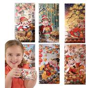 lisutupode Lot de 6 enveloppes rouges portables pour le Nouvel An - Enveloppes d'argent porte-bonheur robustes pour argent liquide, accessoires de l'année lunaire, enveloppes porte-bonheur pour