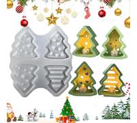 lisutupode Moule d'arbre de Noël en silicone | Moule pour bougies en plâtre - Fournitures de bricolage non adhésives pour décoration de résine gâteau et savon