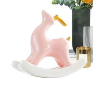 lisutupode Statue Animalière Cerf - Figurine Animale Ceramique Deer Balancement | Ornement Artistique Souvenir Exposition | Bureau Étagère Cheminée