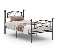 Lit 1/ Lit 2 Personne en Métal, Cadre pour Matelas 90 x 190 cm/ 140 x 190 cm, pour Adulte, Adolescent, Invité, Montage Facile, Noir Simple mais élégant : Un design minimaliste est parfois tout ce dont
