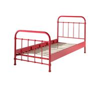Lit 1 personne 90x200 cm rouge - NOIDA