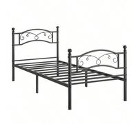 Lit 1 Personne en Métal, pour Matelas de 90 x 190 cm, Cadre de Lit 1 Place, Lit d'Invité, pour Adulte, Adolescent, Montage Facile, Noir Simple mais élégant : Un design minimaliste est parfois tout ce