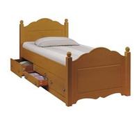 Lit 1 Place 4 Tiroirs Couchage 90 x 190 Pin Massif Miel L 99 H 100 P 203 - L 99 x l 203 x H 100 cm orange G