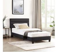 IDIMEX Lit 1 Place Florida 90x190 cm avec sommier, lit Simple pour Enfant ou Adulte, Hauteur réglable, lit en Tissu Noir