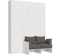 Lit 120 Sofà Kentaro Frêne Blanc avec colonne unité murale suspendue unité murale au dessus de la colonne