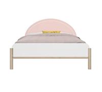 Lit 120cm x 190cm avec éclairage led et tête de lit rose effet bois