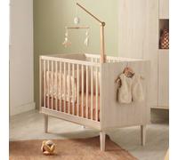 Lit 120x60 Sur Pieds - Décor Bois Hêtre Cendré - Opaline Beige 60X120