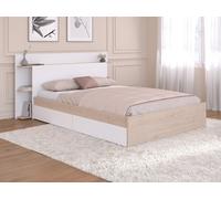 Vente-unique - Lit 140 x 190/200 cm avec 4 tiroirs - Coloris : Naturel et Blanc + Sommier - TILONIDE