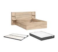 Lit 140 x 190/200 cm avec 4 tiroirs - Coloris : Naturel + Sommier + Matelas - TENALIA II