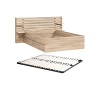 Lit 140 x 190/200 cm avec rangements - Coloris : Naturel + Sommier - TENALIA II