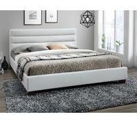 Lit 140 x 190 cm - Simili - Blanc - FAUSTIN