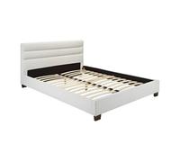 Lit 140 x 190 cm - Simili - Blanc - FAUSTIN Blanc