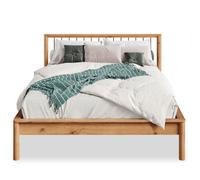 IDIMEX Lit 140 x 200 avec sommier APOANA en Bois Massif Coloris chêne, Cadre Robuste avec tête de lit à barreaux, lit Adulte Double pour Chambre Confortable et Moderne, Structure Stable