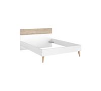 Lit 140x190 cadre blanc tête de lit aspect bois BORGALL