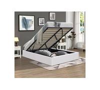 Lit 140x190 Coffre Gris - Compatible avec Tous Matelas - Montage Rapide et Facile - Revêtement PVC Simili Pratique - LIT LORIS BLANC