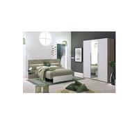 Lit 140x190cm avec Leds et Chevets à Poser + Armoire 3P - NINO LIGHT -