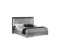 Lit 140x190cm Gris Effet Pierre avec Leds - HYDE -