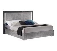 Lit 140x190cm Gris Effet Pierre avec Leds - HYDE -